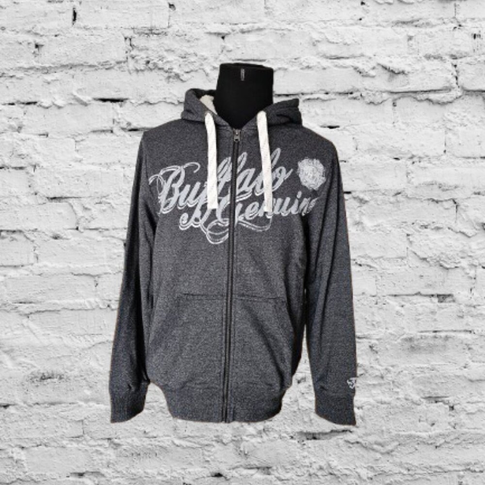 BUFFALO DAVID BITTON MEN HOODED ZIP UP SWEATSHIRT JACKET -SIZE SMALL